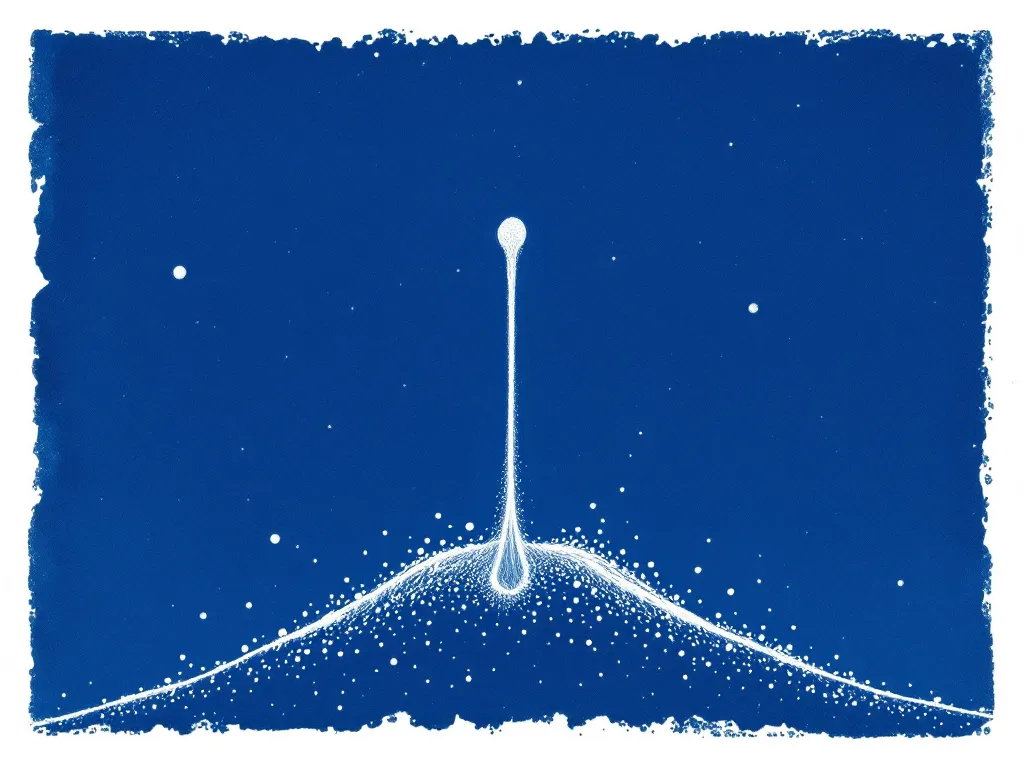 Cyanotype white line diagram of an abstract hair-follicle cross-section